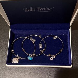 Bella Perlina Silver Bracelet Trio with Blue Accents